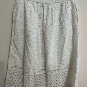J. Crew White Eyelet A-Line Skirt Elastic Waist Size 6
